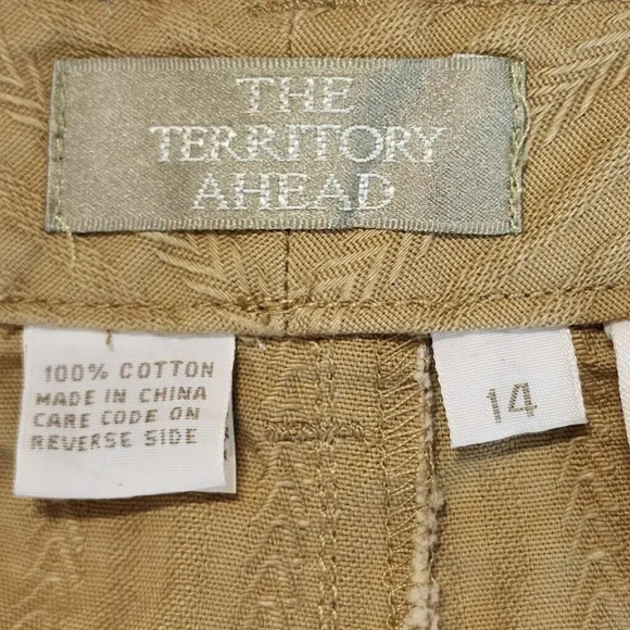 The Territory Ahead Women's Vintage Cotton Striped Tan Pants Size 14 - Picture 6 of 9